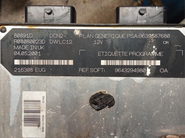 Centralita PSA 9639587680 - 12V CENTRALITA MOTOR UCE CITROEN XSARA 2001 9639587680